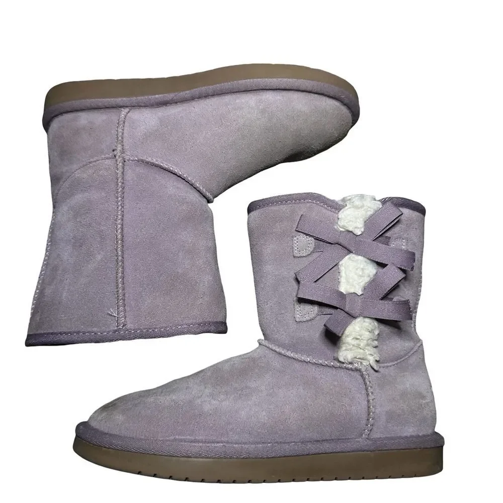 Koolaburra By UGG Girls Boots Size 3 Victoria Short Elderberry Lavender Suede
